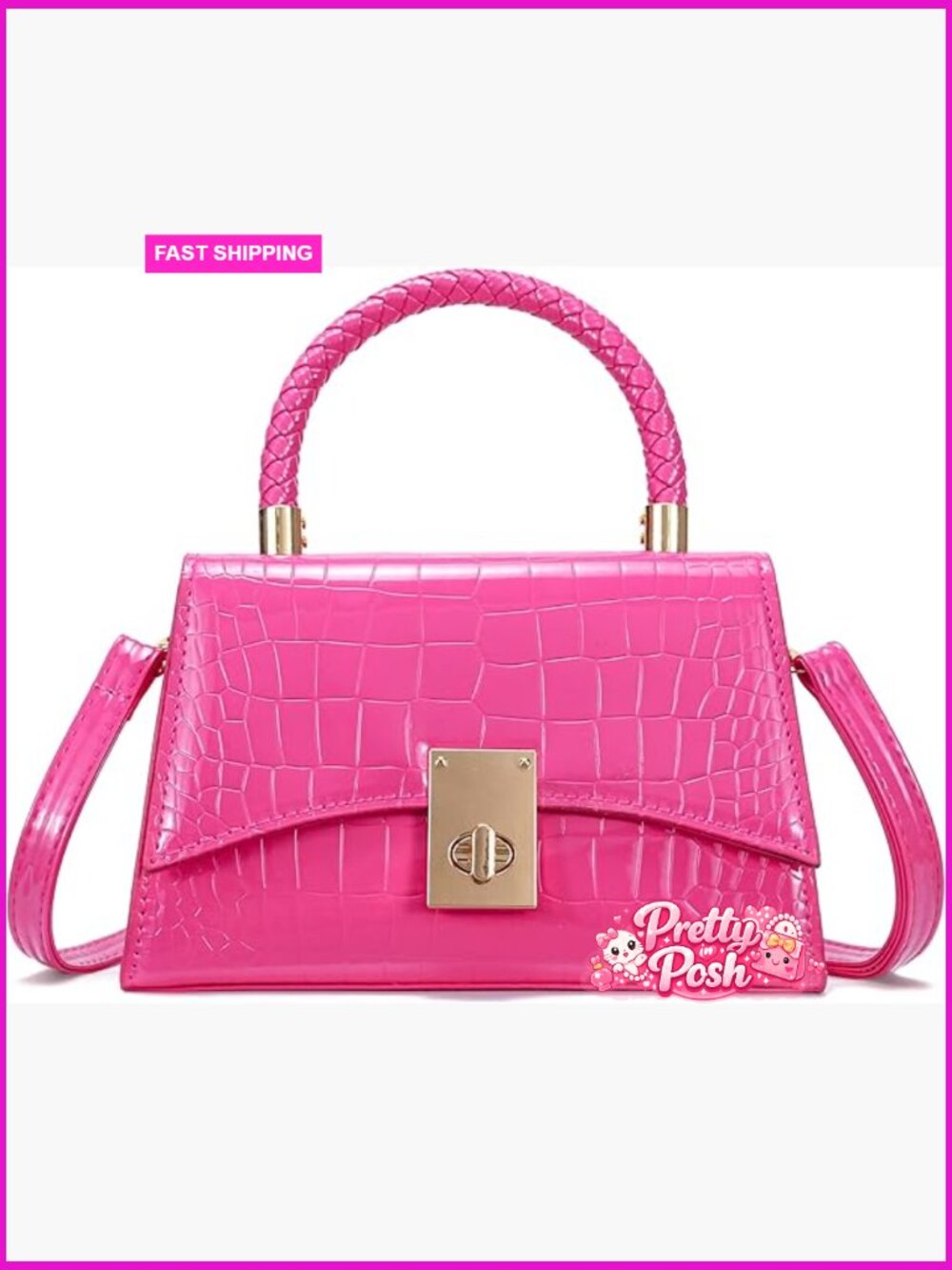 Classic Satchel Handbag Mini Purse Faux Leather Crossbody Bag Shoulder Bag - Picture 1 of 6